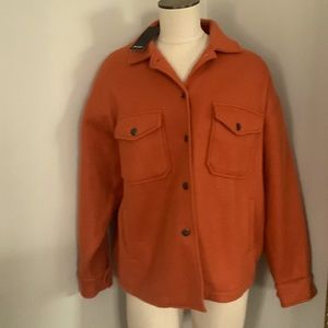 Oversized Faux Wool Shacket Rust Color